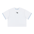Unisex Boxy Plaid-Lined Double-Face T-Shirt