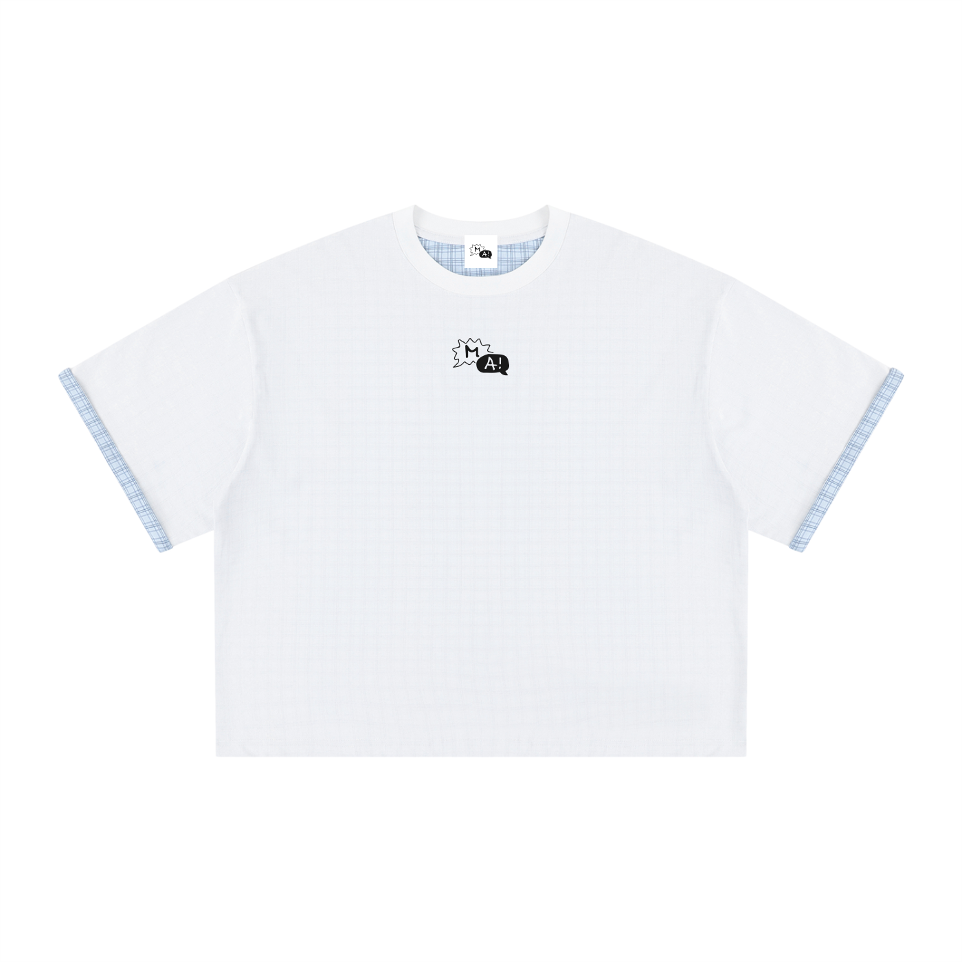 Unisex Boxy Plaid-Lined Double-Face T-Shirt