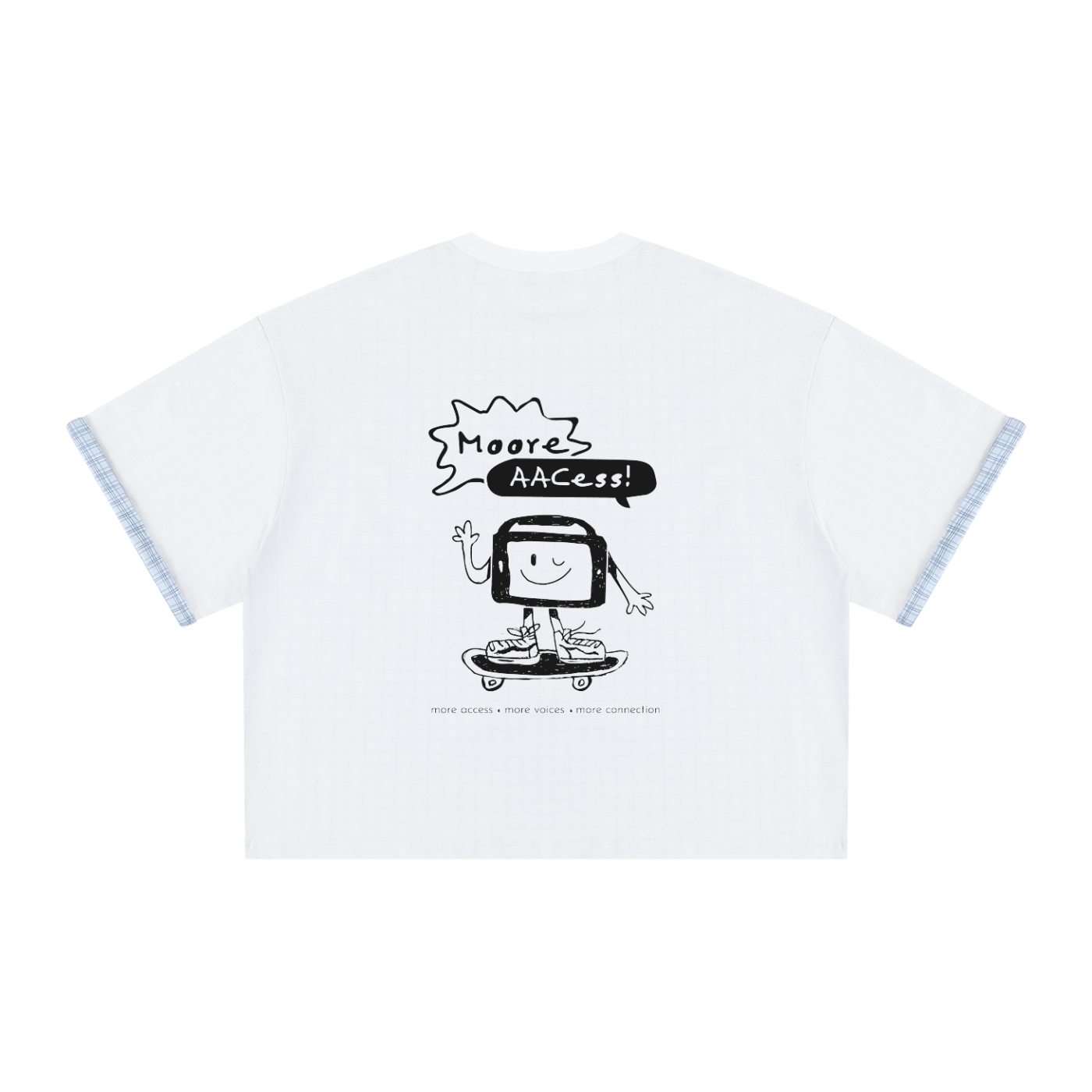 Unisex Boxy Plaid-Lined Double-Face T-Shirt