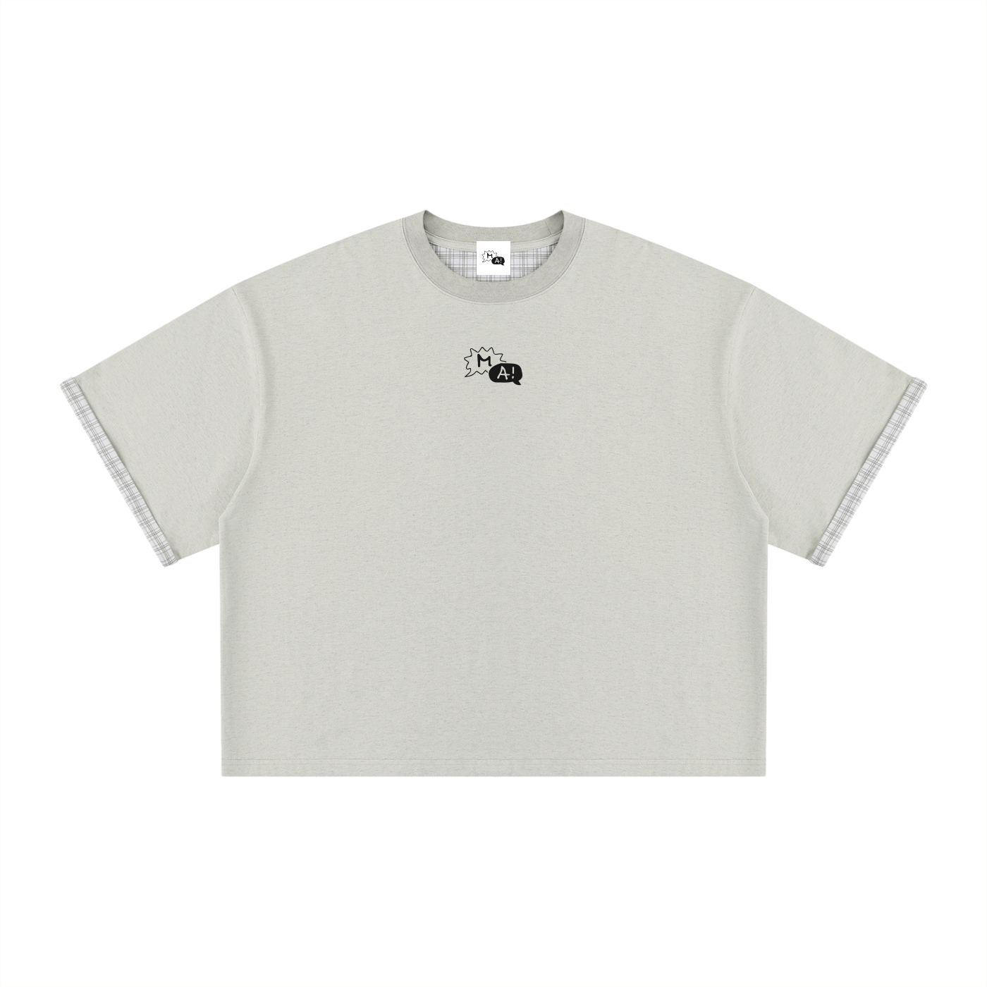 Unisex Boxy Plaid-Lined Double-Face T-Shirt
