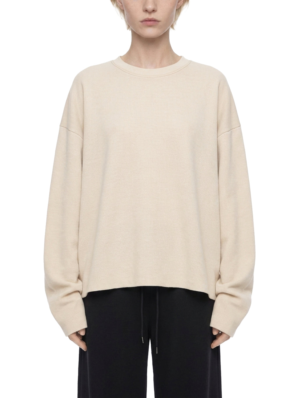 Unisex Vintage Wash Boxy  Waffle Raw Edge T-Shirt