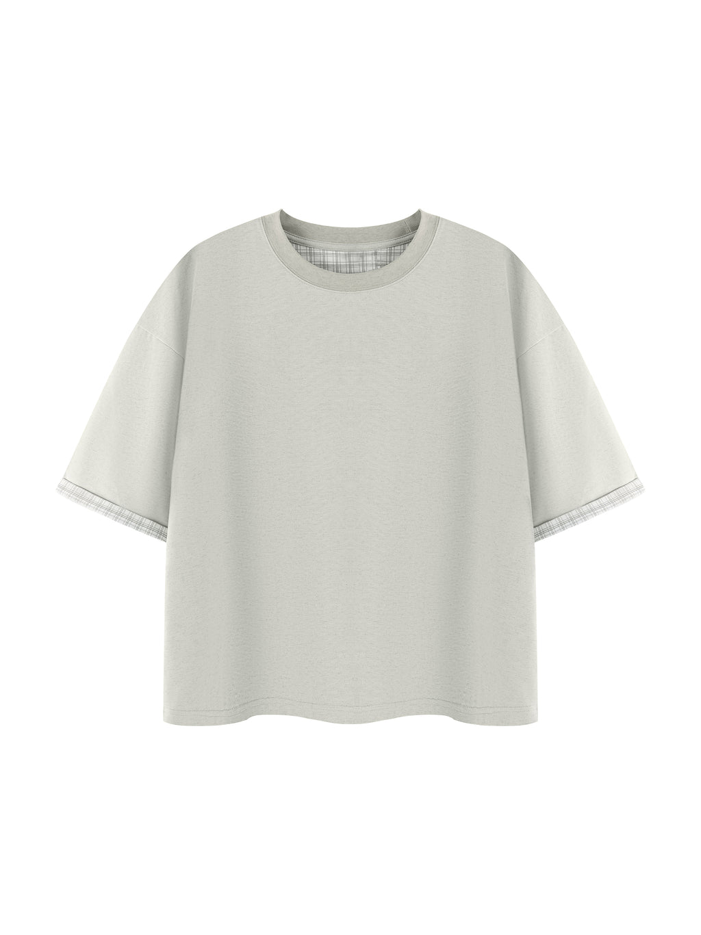 Unisex Boxy Plaid-Lined Double-Face T-Shirt