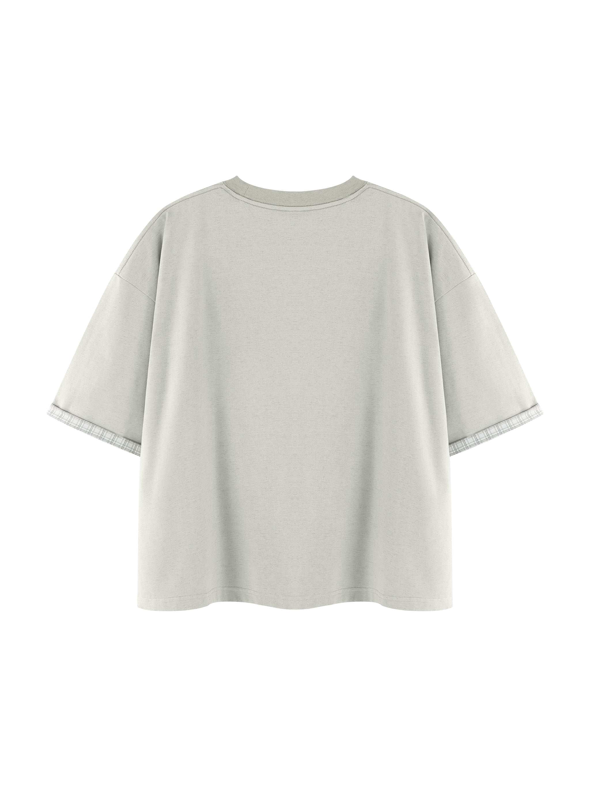 Unisex Boxy Plaid-Lined Double-Face T-Shirt
